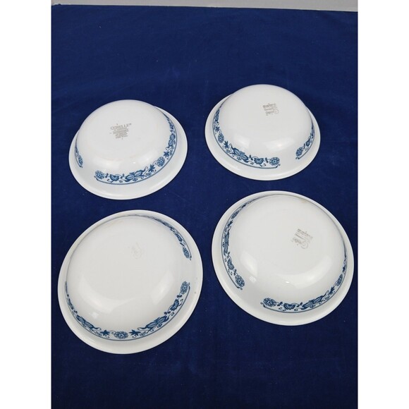 Set of 4 Corelle Old Town Blue Onion Soup Cereal Bowls Vintage